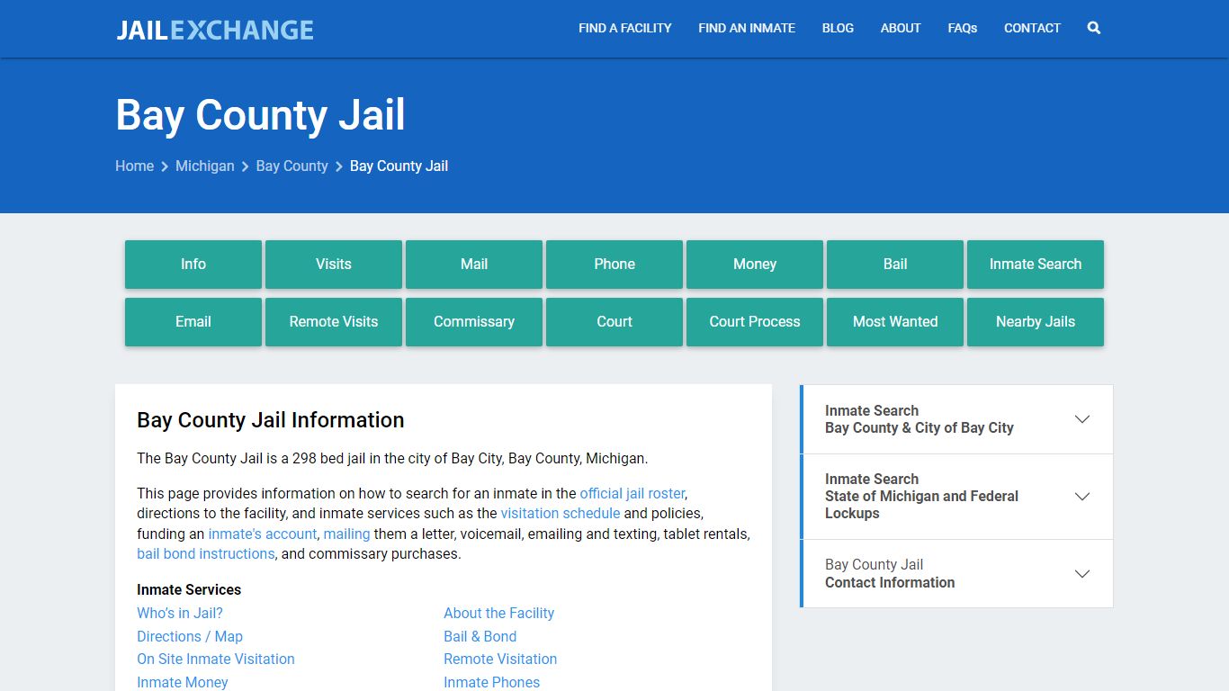 Bay County Jail, MI Inmate Search, Information